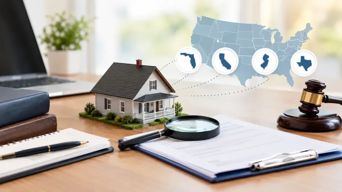 How to do a title search on a property in the US by reviewing ownership records, deeds, liens, and other public property records.